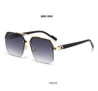 Gafas De Sol Para Hombres Y Mujeres Oversize Retro Double Bridges Polygon Square Metal Fashion Gradient Shades UV400 - details 14