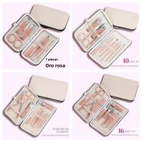 Nuevo Set De Tijeras Para Uñas En Rosa Oro Y Negro Herramientas De Belleza Para Pedicura Kit De Cuidado De Uñas De Acero Inoxidable - details 3