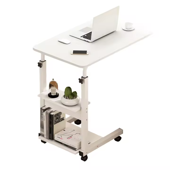Vicyol S&D Escritorio Portátil de Altura ajustable, Mesa con Ruedas Auxiliar de Cama o Sofá, Escritorio de Oficina para Ordenador. Mesa de Melamina de Madera y Acero. Mesa Escritorio para PC - 1