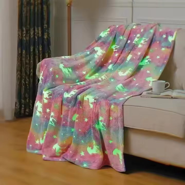 Manta De Terciopelo Para Noche Unicornio Dinosaurio Halloween Fútbol Cálida Suave Suave Anti-pelusa Para Niños - 1