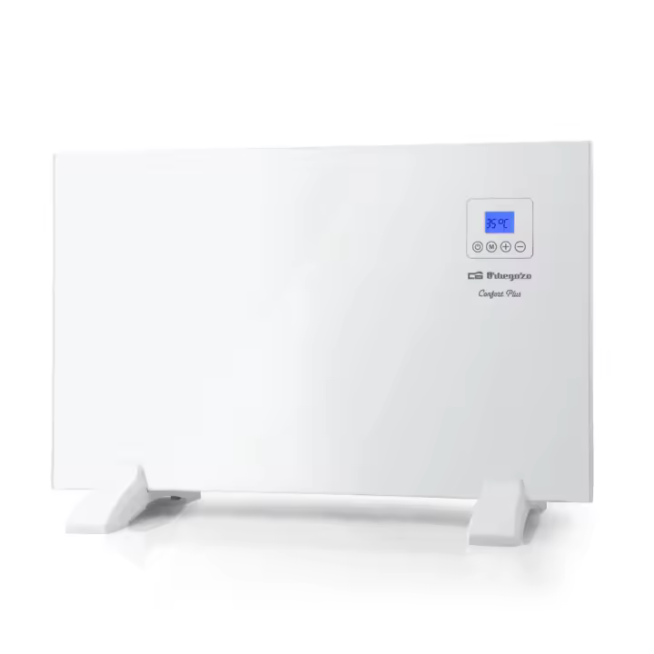Orbegozo REH 1000 A Convector / Emisor Térmico – Potencia 1000W, Pantalla LCD, Control Táctil, Mando a Distancia, Programador Diario/Semanal, Soporte Pared y Suelo (790 x 385 x 70 mm) - 1