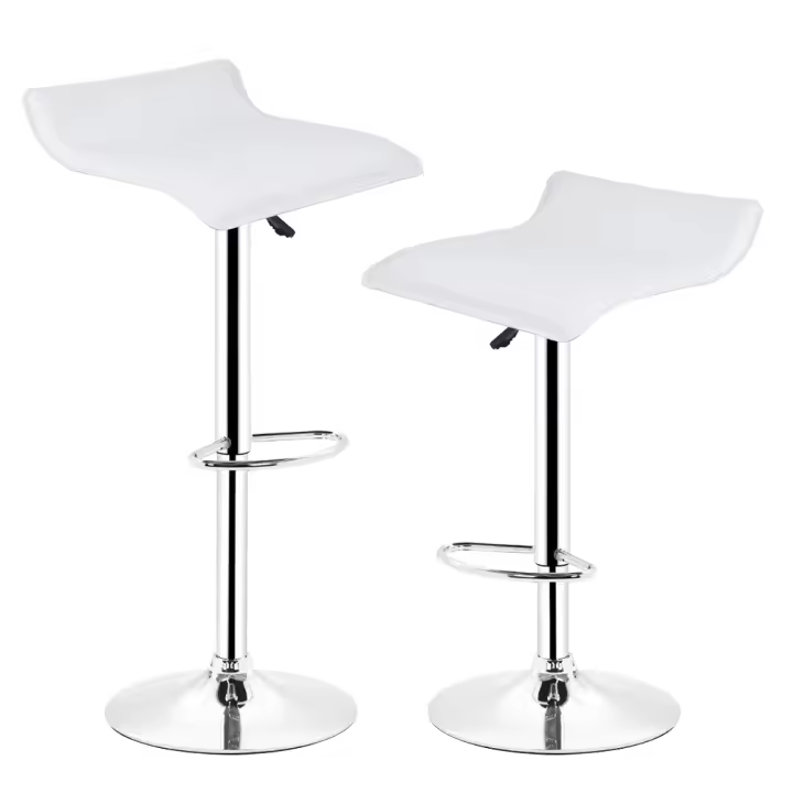 Juego de 2 taburetes de bar taburetes de bar con respaldo silla giratoria cromo salón - 1