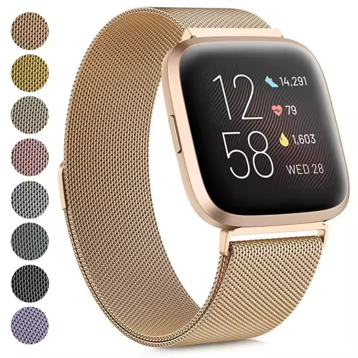 Correa De Reloj Milanés Para Fitbit Versa 1/2/3/4 Reemplazo De Cinta De Pulsera Acero Inoxidable Con Anillo Magnético Accesorios - 1