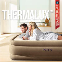 INTEX - Colchón hinchable deluxe thermalux, cama hinchable queen, 152x203x51 cm, máximo 272 kg, para 2 personas, transpirable, incorpora hinchador eléctrico, incluye bolsa de transporte - details 1