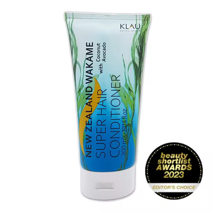 KLAU Beauty Super Hair Conditioner - Acondicionador para todo tipo de cabello que desenreda, suaviza y no encrespa (combate el frizz). Ingredientes activos naturales de Nueva Zelanda, a base de coco, aguacate y alga wakame - 300 ml - 1