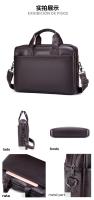 Bolso De Negocios Para Hombre De Cuero Genuino Gran Capacidad Con Computadora - Bolsa De Mano De Capa Superior De Vaca - details 5
