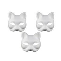 Mascarillas De Gato Blanco En Blanco Para DIY 10-50PCS Con Correas Para Halloween Cosplay Fiesta De Disfraz Animal Mitad De Rostro - details 12