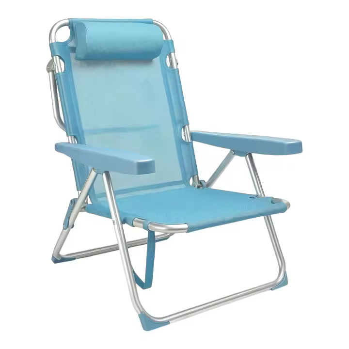 TIENDA EURASIA – Silla Playa Plegable, Metal y Textileno, 48x62x85 cm, Multiposiciones Reclinable, Turquesa - 1