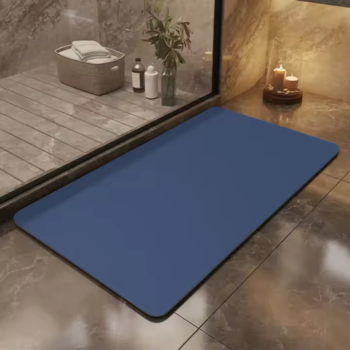 Alfombra De Baño Absorbente De Color Sólido Y Diatomea Antideslizante Para Entrada De Hogar Y Toilette Material De Goma - 1