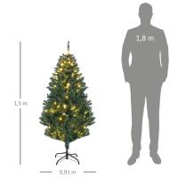 HOMCOM Árbol de Navidad Artificial 150/180 cm con 100/150 Luces LED Árbol con 8 Modos de Iluminación de Navideño con 472/650 Ramas y 80/100 Decoraciones Árbol Automático Acero Verde - details 2