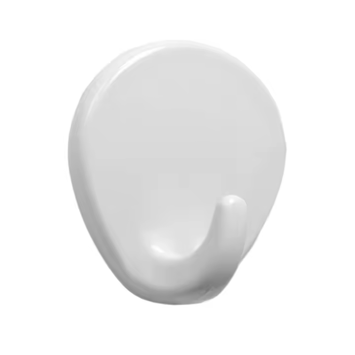 Pack de 2 Colgadores Ganchos Adhesivos Pared. Ovalado. Color Blanco. Medida: 50 mm x 43 mm. Ideal para baños, cocinas, etc.. Fabricado en España. Marca Tecnofit. - 1