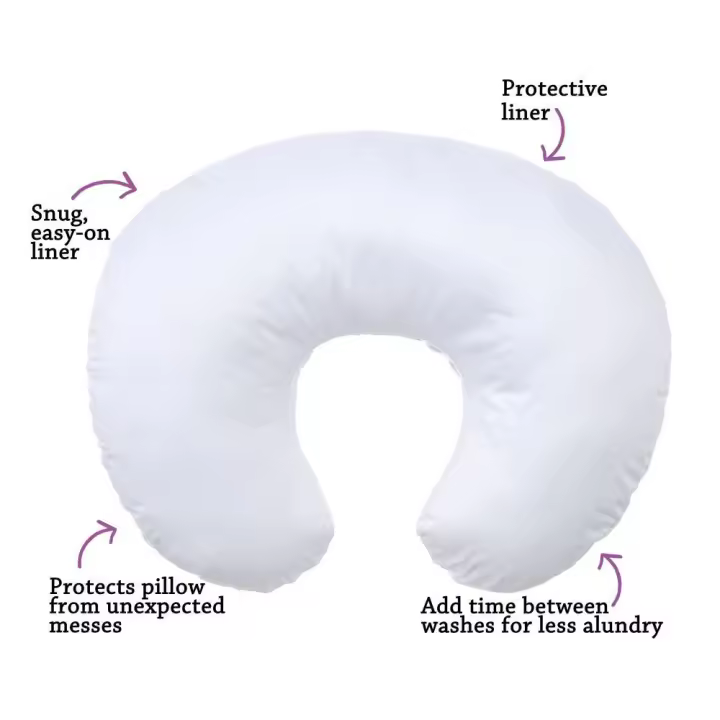 CA Almohada de lactancia en forma de U para bebé, estilo funda de almohada con estampado antivómitos, cojín de lactancia acostado, funda de almohada desmontable y lavable - 1