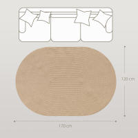 HOMCOM Alfombra Salón Ovalado 170x120 cm Alfombra Lavable en Lavadora Tejido a Mano Estilo Rústico Tapete para Sala de Estar Dormitorio Comedor Exterior Beige - details 2