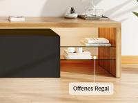 Mueble de TV LED negro brillo con almacenaje oculto, estantes de cristal y diseño moderno en madera – mesa TV elegante para salón - details 3