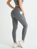 Leggings De Cintura Alta Para Mujer Con Bolsillos Yoga Fitness Running Sportswear De Color Sólido Estilo Elegante Y Cómodo - details 20