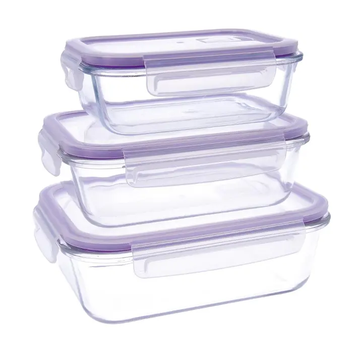 Quid Frost Set 3 Recipientes Herméticos Vidrio 37CL - 64CL - 104CL Transparente Mate - 1