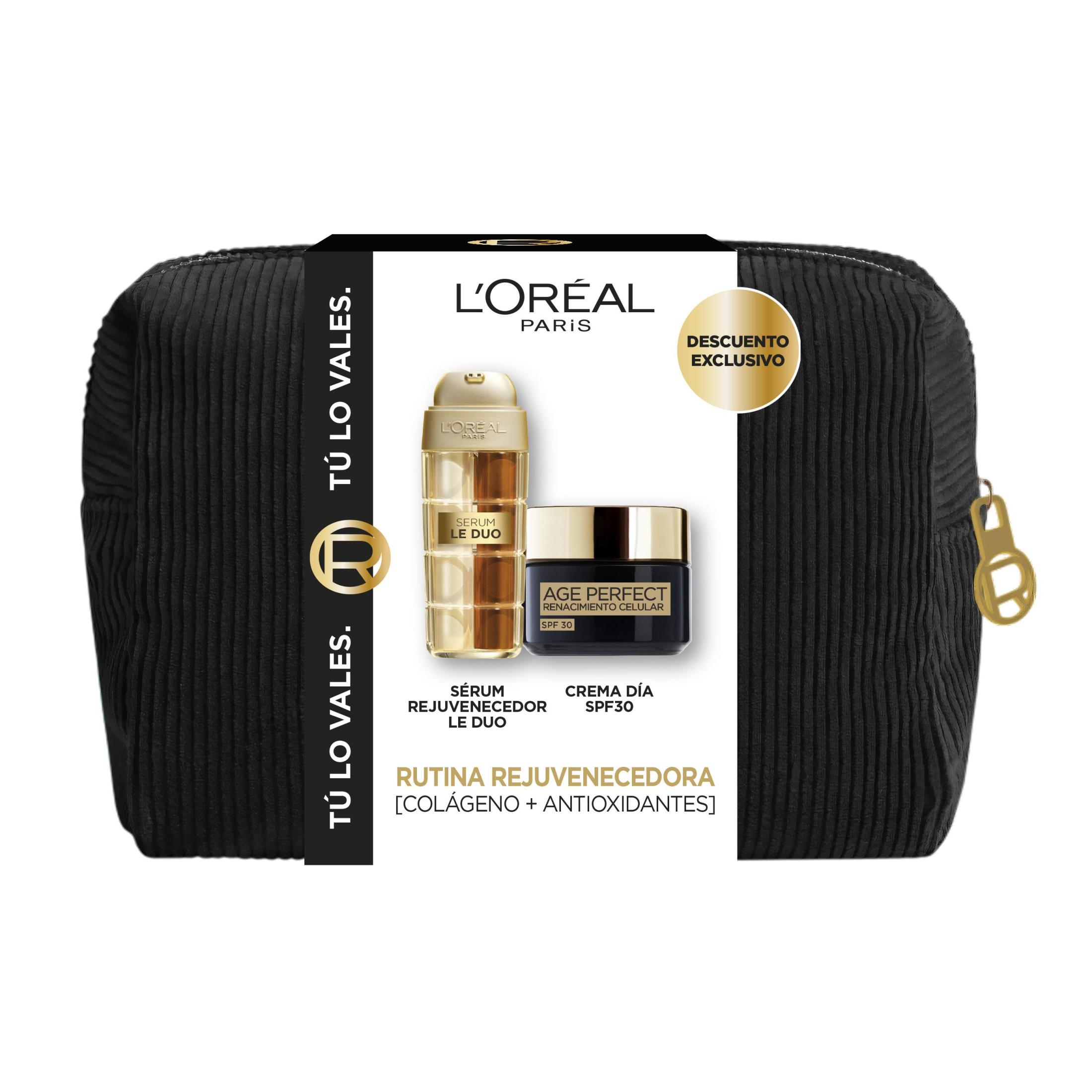 L’Oréal Paris | Set de Navidad, Age Perfect, Sérum Reafirmante de 30 ml y Crema Facial SPF 30 de 50ml, con Péptidos y Antioxidantes para Regenerar, Reafirmar y Proteger la Piel Madura
