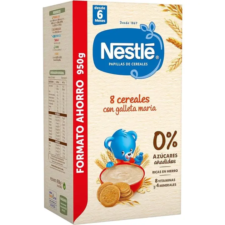 NESTLE PAPILLA 8 CEREALES GALLETA MARIA 1 ENVASE 950 G - 1