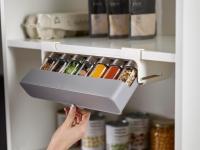 en el armario, almacenamiento de cocina bajo el estante especiero, organizador Gris - details 1