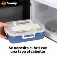 Family Fiambrera de Acero Inoxidable con Cubiertos, Fácil de Limpiar y Apta para Microondas con Tapa - details 0