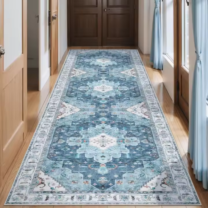 VIKAMA Alfombra Larga Bohemio Lavable Antideslizante Para Entrada Pasillo Cocina Habitación Vintage Decoración De Hogar 100% Poliéster - 1