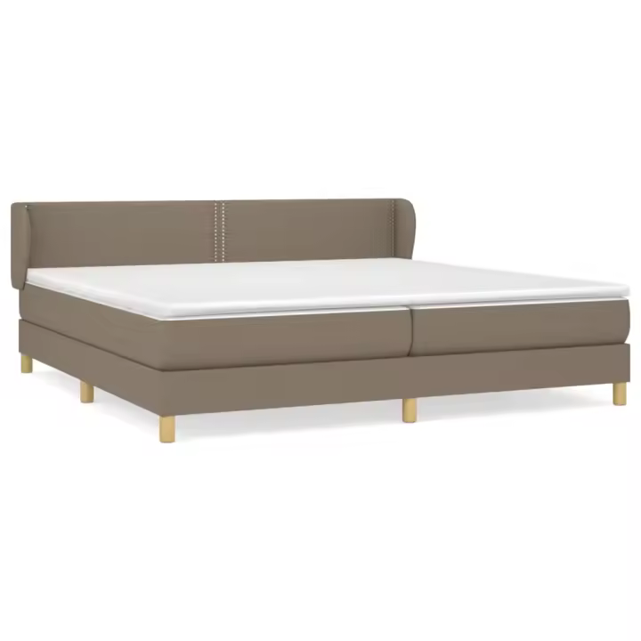 vidaXL Cama box spring con colchón tela gris taupe 200x200 cm - 1