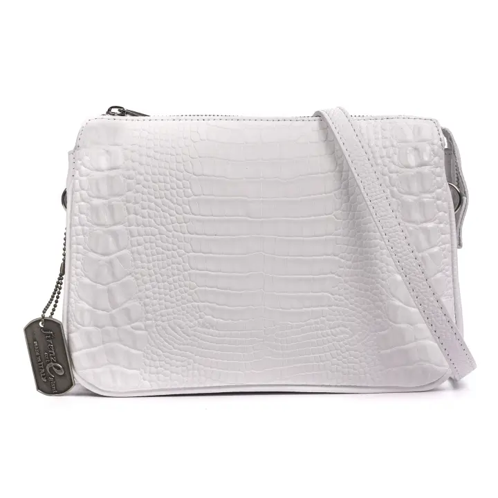 FIRENZE ARTEGIANI Arzergrande bolso bandolera piel auténtica dollaro con parte frontal grabado cocodrilo 25x14x18cm - 1