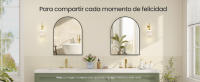 SONGMICS Espejo de Baño, Espejo de Pared, Arqueado, Marco de Aluminio, 81 x 61 cm, Lámina de Seguridad, Montaje Fácil, para Salón, Dormitorio, Negro Tinta - details 4