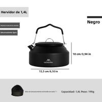 Hervidor De Agua De Viaje Ultraligero De 1.4L Con Manija Para Estufa Café Metal Suministros De Mesa Color Khaki Verde Negro - details 26