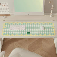 Alfombrilla Grande De Ratón Con Estampado a Cuadros Rosa Y Blanco Borde Ondulado Material De Cuero PU Antideslizante Protector De Escritorio Para Oficina Y Juegos - details 4