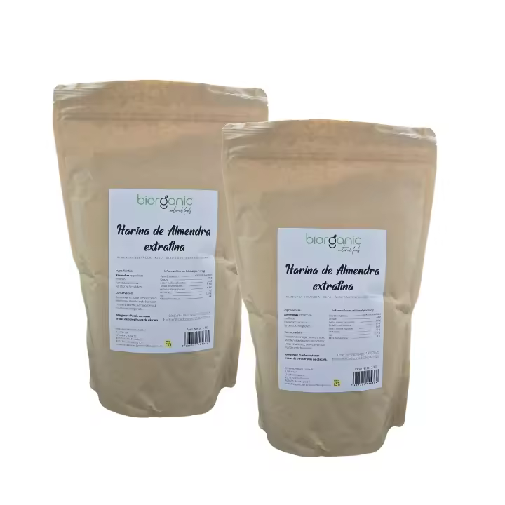 Harina de Almendra EXTRAFINA 2kg KETO, 100% natural – SIN GLUTEN – Biorganic - 1