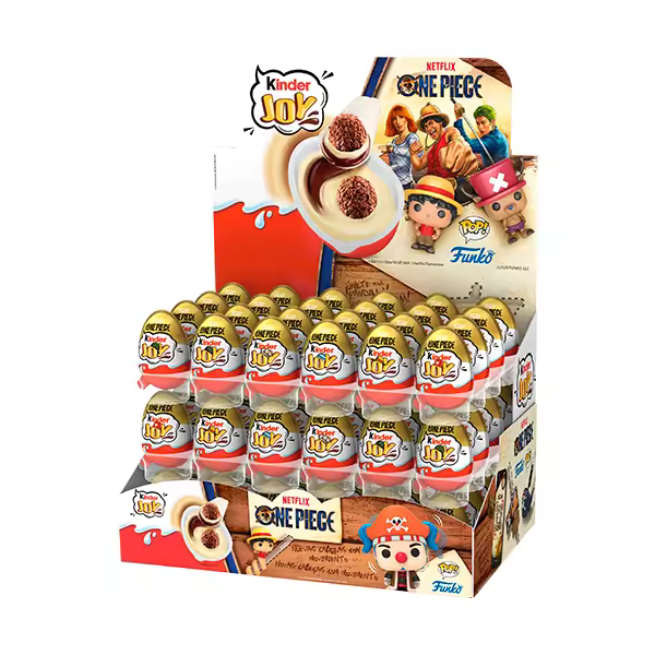 Kinder Joy One Piece Netflix x Funko – Caja 72 Huevos Sorpresa de 20 g – Crema de Leche y Cacao - 1