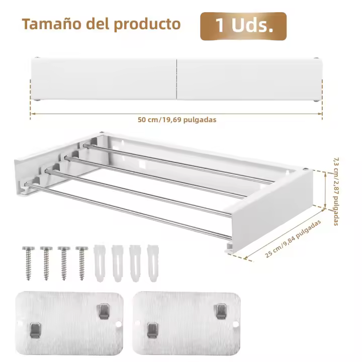 Estante De Secado De Ropa Plegable De Acero Inoxidable Montado En La Pared Ahorrador De Espacio Para Interior Balcones Secado De Toallas - 1