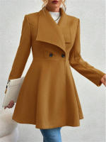 Abrigo De Lana Vintage De Corte Slim Para Mujer Estilo Coreano Doble Filo Otoño Invierno Abrigo Casual De Elegancia Completo - details 7