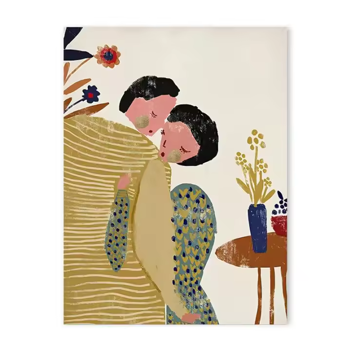 Arte Abstracto Moderno Pared Pareja Póster Para Decoración Nórdica Hogar Dormitorio Sala De Estar Arte De Animal En Lienzo Sin Marco - 1