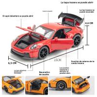 Coche De Deportes 911 GT3 a Escala 1/32 Con Sonido Luz Y Función Retroceso Puertas Abiertas Regalo Para Niños Modelo De Cuerpo De Aleación Y Neumáticos De Goma - details 3