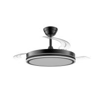 Ventilador de techo con luz led 60W modelo GLACIAR NIGHT con aspas retráctiles negro. Motor DC silencioso y CCT. Control remoto por mando o WIFI con APP. Luz regulable en color e intensidad. Memoria, modo brisa, modo noche y función invierno/verano - details 2