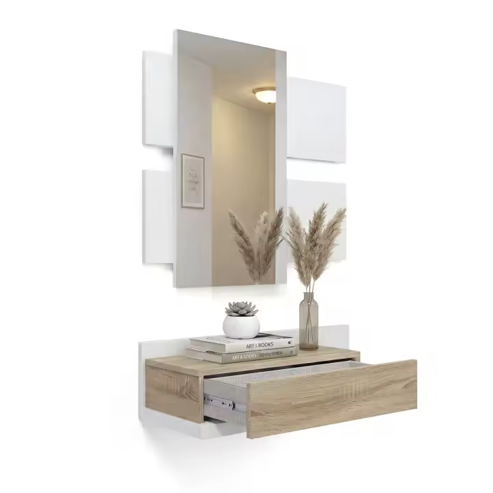 duehome - Mueble recibidor con 1 cajón y espejo 75 cm Milo - 1