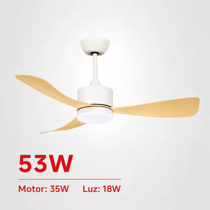 OStarkDom 96W Ventilador de Techo Retráctil con Luz LED y Control Remoto - 6 Velocidades Silencioso - 3 Colores de Luz (Cálida/Fría) - Motor de Cobre Duradero - Para Dormitorio y Sala - Fácil Instalación - 1