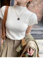 Camiseta De Verano Para Mujer Con Cuello Alto Y Sin Mangas Slim Fit Casual Tees De Estilo Streetwear Básicas De Algodón Y Poliéster - details 15