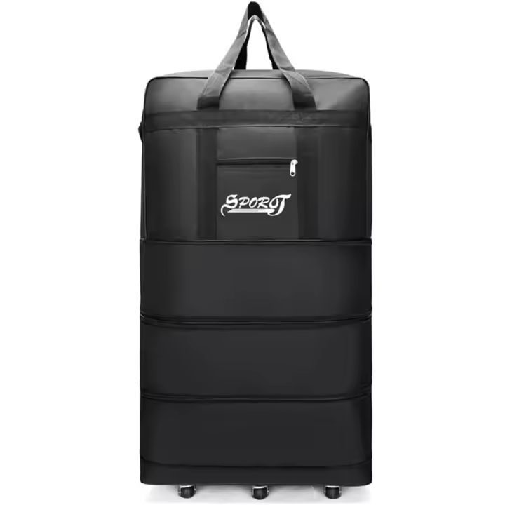 Maleta Plegable Extensible con Ruedas 5 o 6 Ruedas Giratorias 360°, Bolsa de Viaje Grande Impermeable de Tela Oxford, Equipaje Expandible Ligero y Resistente, Asa Superior y Correa de Hombro, 87x50,5x24 cm / 100x54x32 cm - 1