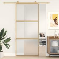 vidaXL Puerta Corredera Panel de Hogar Vidrio ESG Transparente y Aluminio Color Dorado, Dorado y mate, Blanco y transparente y mas - details 1