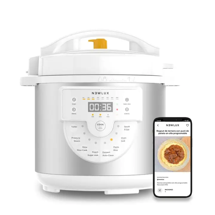 Newlux Olla Programable Chef Pot V170 Negro 15 Funciones, 1000W, Programable 24h, 4 Niveles de Presión, Cubeta 100% Antiadherente - 1