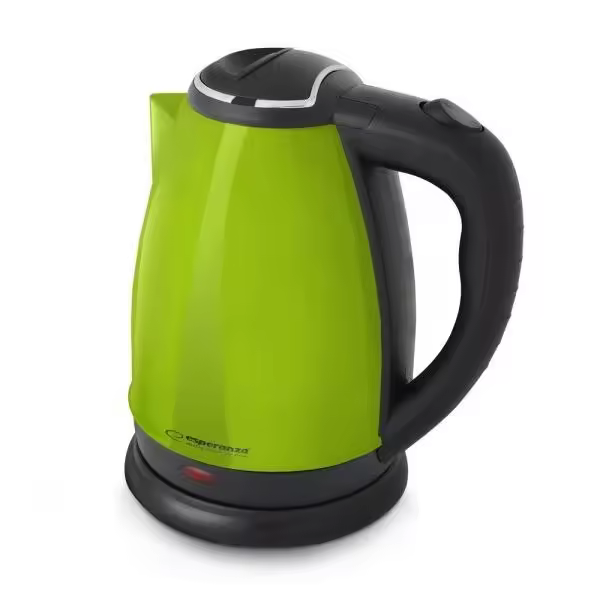 Esperanza EKK113G Electric Kettle, 1800 W, 1.8 L capacity, made of plastic and stainless steel, features auto shut-off, dry boil protection, and is available in black and green for efficient electric water heating. - 1