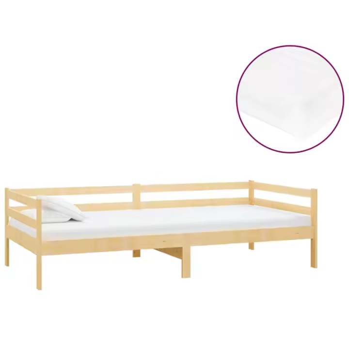 vidaXL Sofá cama con colchón madera de pino maciza 90x200 cm - 1