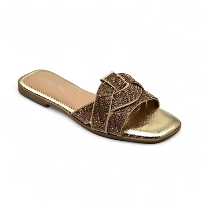 Calzados soraia,✨ Sandalias Planas de Mujer con Brillos – Mules Elegantes con Tiras Trenzadas y Pedrería – Zapatos Abiertos de Verano para Fiesta, Playa, Casual o Noche ✨ Bohemio Básico - 1