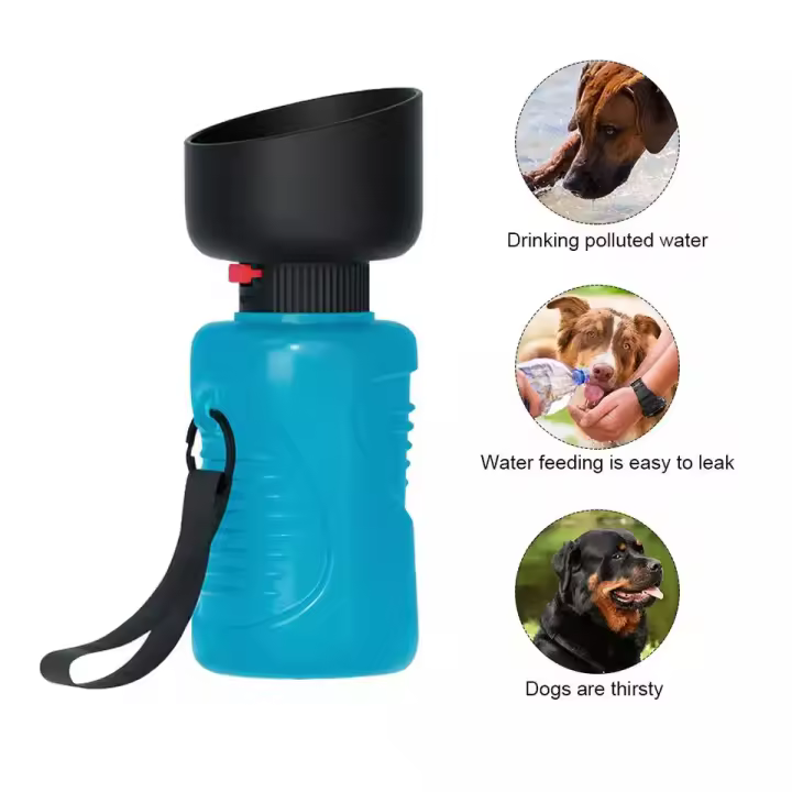 Botella de agua portátil de 500ML para perro, taza para mascotas, comedero plegable para mascotas, bebedero de viaje al aire libre, tazón para beber para cachorros, novedad - 1