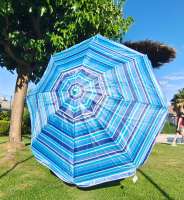 Sombrilla playa antiviento 160 o 220 cm, protección UV50 y revestimiento plateado, 8 varillas fibra de vidrio, mástil inclinable Ø28/32 mm incluye funda con asa, - details 2
