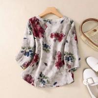 Blusa Bohemia ZANZEA 2024 Floral Impresión Otoño Para Mujer 3/4 Manga Tunic Tops Casual Vintage Vacaciones Playa Trabajo Camisa - details 4