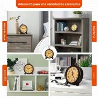 Reloj De Mesa Vintage De Metal Con Luz Nocturna Silencioso Para Dormitorio Reloj De Cuarzo Para Mesilla De Noche Estilo Europeo - details 5